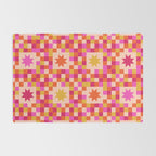 Colorful Quilt Plaid geometric pattern red and pink Rug Gallery Image 2