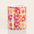Colorful Quilt Plaid geometric pattern red and pink Coffee Mug Gallery Image 4