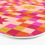 Colorful Quilt Plaid geometric pattern red and pink Bath Mat Gallery Image 3