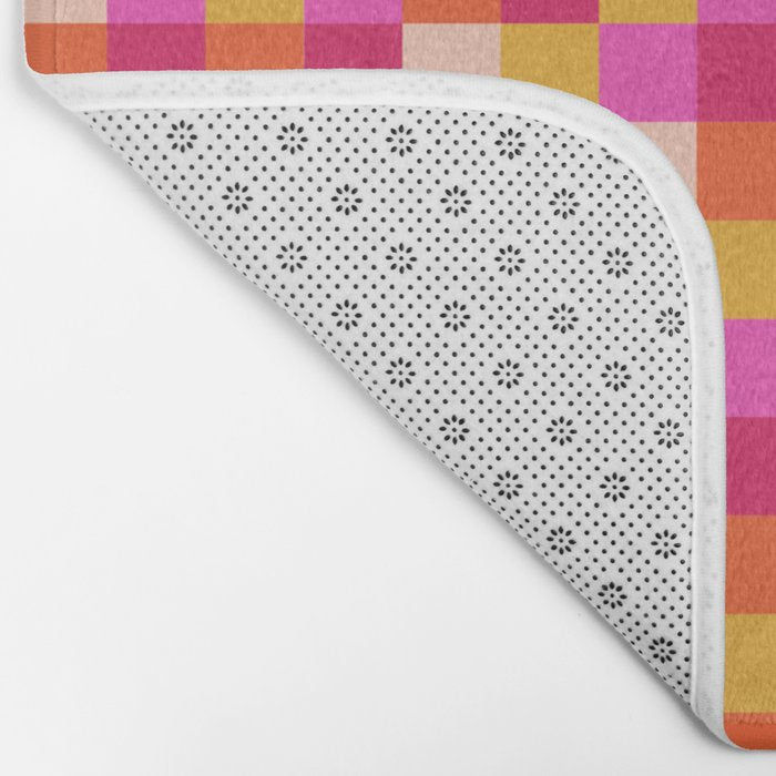 Colorful Quilt Plaid geometric pattern red and pink Bath Mat Gallery Image 2