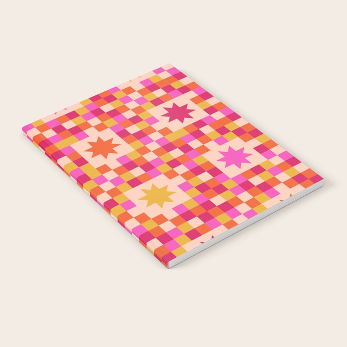 Colorful Quilt Plaid geometric pattern red and pink Notebook Gallery Image 1