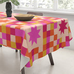 Colorful Quilt Plaid geometric pattern red and pink Tablecloth Gallery Image 3