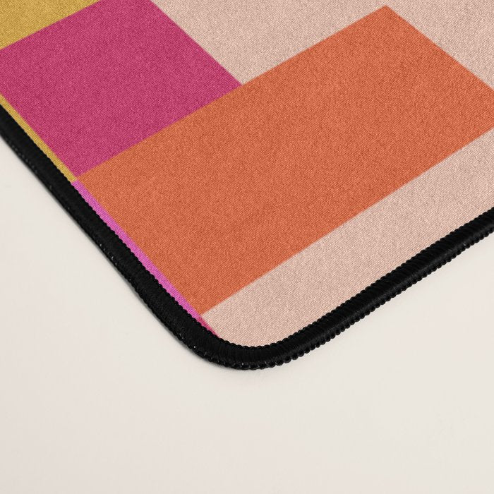 Colorful Quilt Plaid geometric pattern red and pink Desk Mat Gallery Image 4