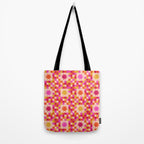 Colorful Quilt Plaid geometric pattern red and pink Tote Bag Gallery Image 2