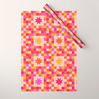 Colorful Quilt Plaid geometric pattern red and pink Wrapping Paper Gallery Image 1