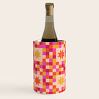 Colorful Quilt Plaid geometric pattern red and pink Wine Chiller Gallery Image 1
