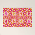 Colorful Quilt Plaid geometric pattern red and pink Welcome Mat Gallery Image 1