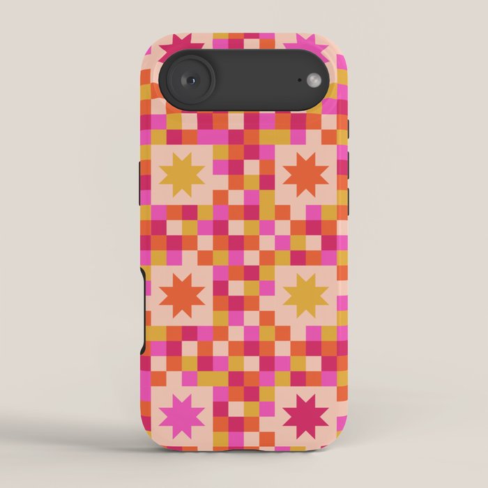 Colorful Quilt Plaid geometric pattern red and pink iPhone Case Gallery Image 2