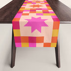 Colorful Quilt Plaid geometric pattern red and pink Table Runner Gallery Image 1