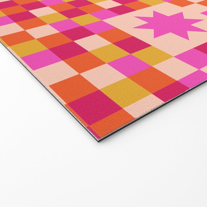 Colorful Quilt Plaid geometric pattern red and pink Welcome Mat Gallery Image 2