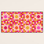 Colorful Quilt Plaid geometric pattern red and pink Desk Mat Gallery Image 3