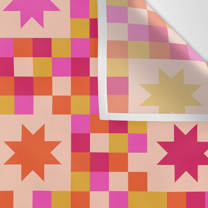 Colorful Quilt Plaid geometric pattern red and pink Wall Tapestry Gallery Image 3