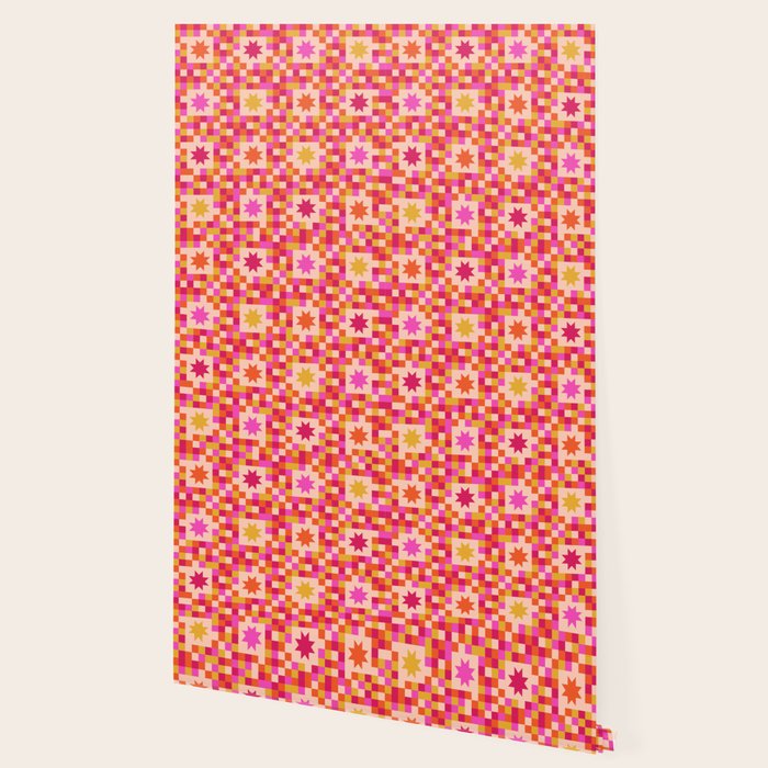 Colorful Quilt Plaid geometric pattern red and pink Wallpaper Gallery Image 2