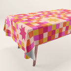 Colorful Quilt Plaid geometric pattern red and pink Tablecloth Gallery Image 1