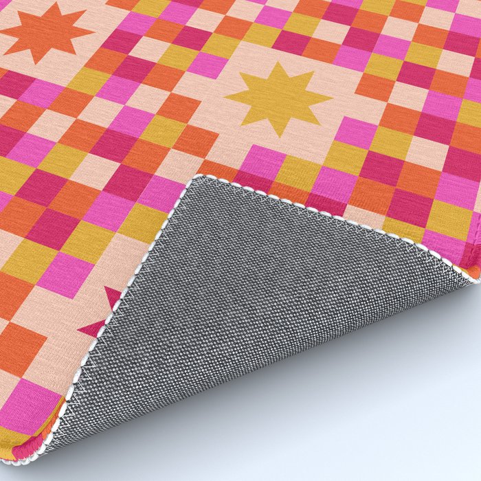Colorful Quilt Plaid geometric pattern red and pink Rug Gallery Image 4