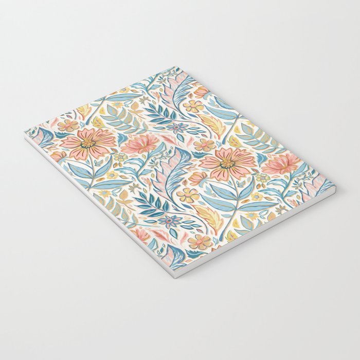 Soft Peach and Blue Art Nouveau Floral Notebook Gallery Image 3