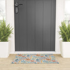 Soft Peach and Blue Art Nouveau Floral Welcome Mat Gallery Image 3