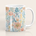 Soft Peach and Blue Art Nouveau Floral Coffee Mug Gallery Image 1