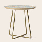 Soft Peach and Blue Art Nouveau Floral Side Table Gallery Image 1