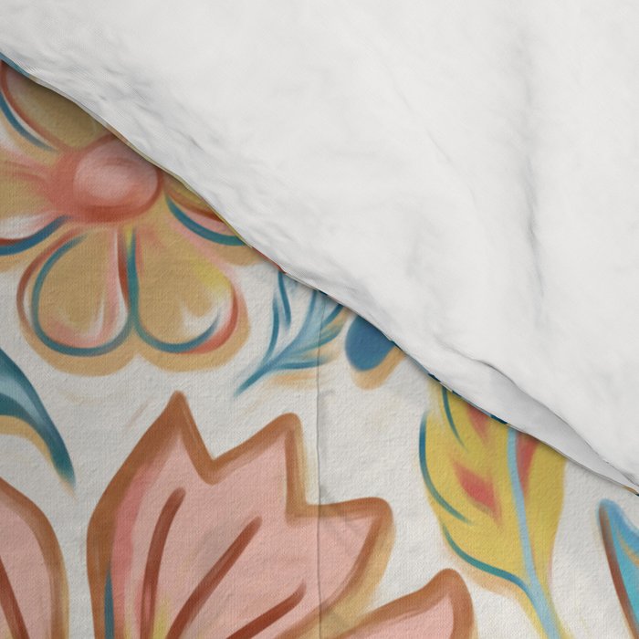 Soft Peach and Blue Art Nouveau Floral Comforter Gallery Image 4