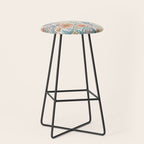 Soft Peach and Blue Art Nouveau Floral Stool Gallery Image 1
