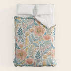 Soft Peach and Blue Art Nouveau Floral Comforter Gallery Image 6