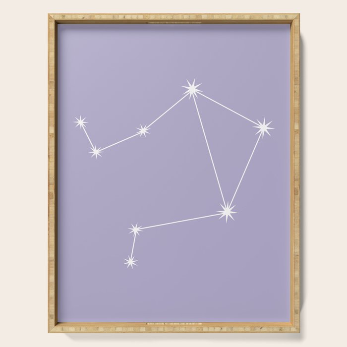 Libra Zodiac Star Constellation Line Art Pastel Lavender Serving Tray Gallery Image 1