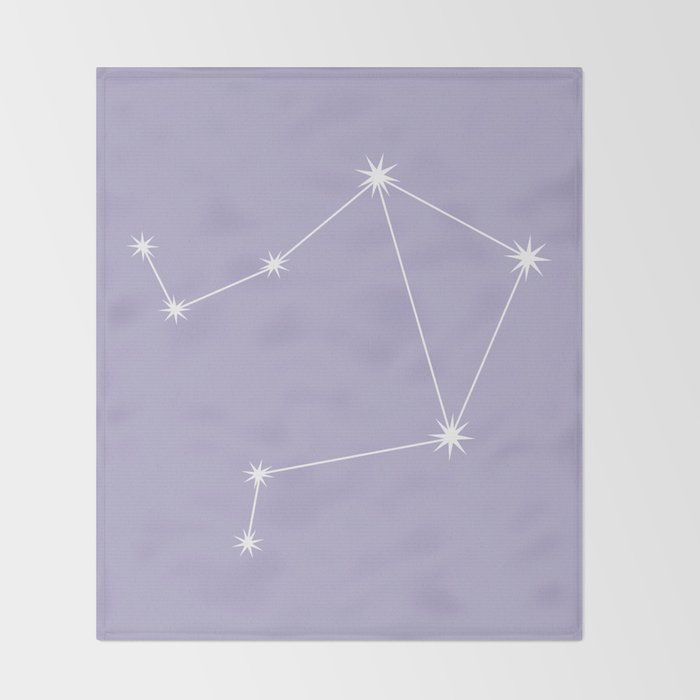 Libra Zodiac Star Constellation Line Art Pastel Lavender Throw Blanket Gallery Image 2