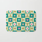 Charming Frogs & Florals: Whimsical Nature-Inspired Pattern Bath Mat Gallery Image 1