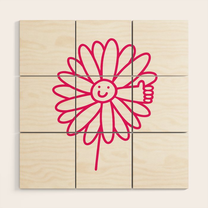 Flower Thumbs Up Wood Wall Art Gallery Image 1
