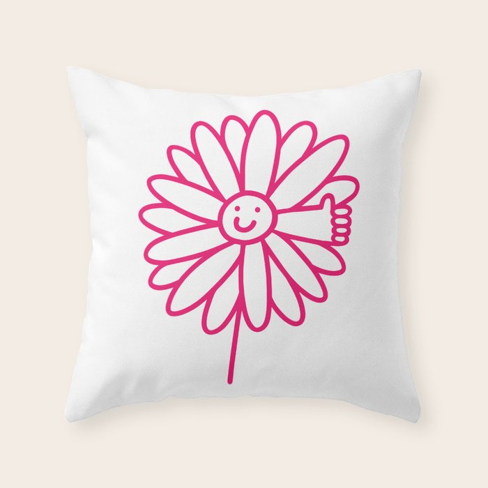 Flower Thumbs Up Throw Pillow Gallery Image 6