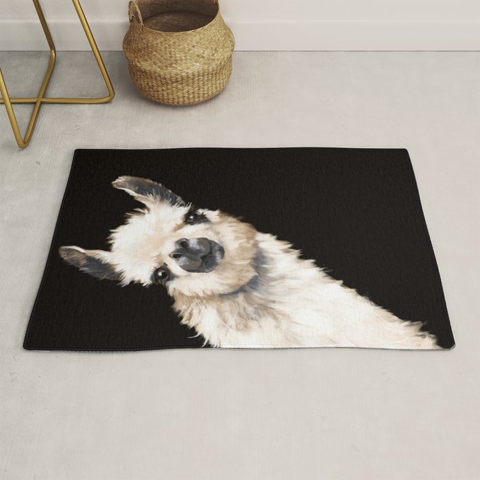 Sneaky Llama in Black Rug Gallery Image 1