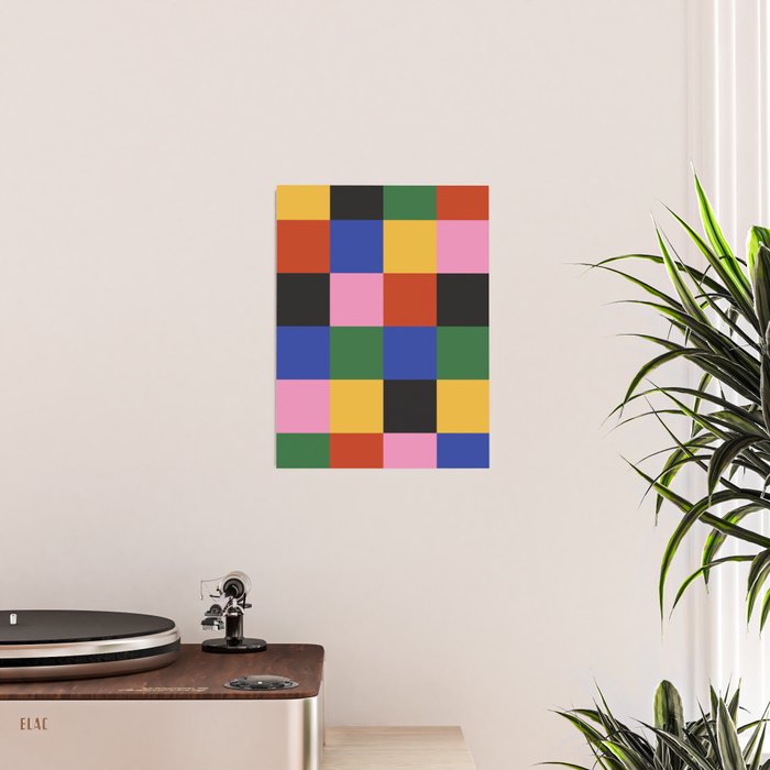 Bold Colorful Checks Pattern - Large XVII Poster Gallery Image 2