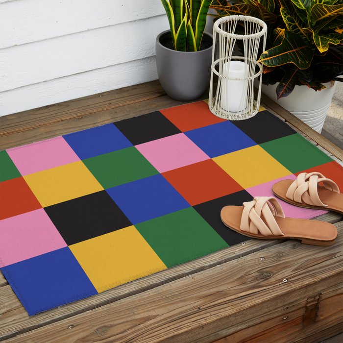 Bold Colorful Checks Pattern - Large XVII Outdoor Rug Gallery Image 2