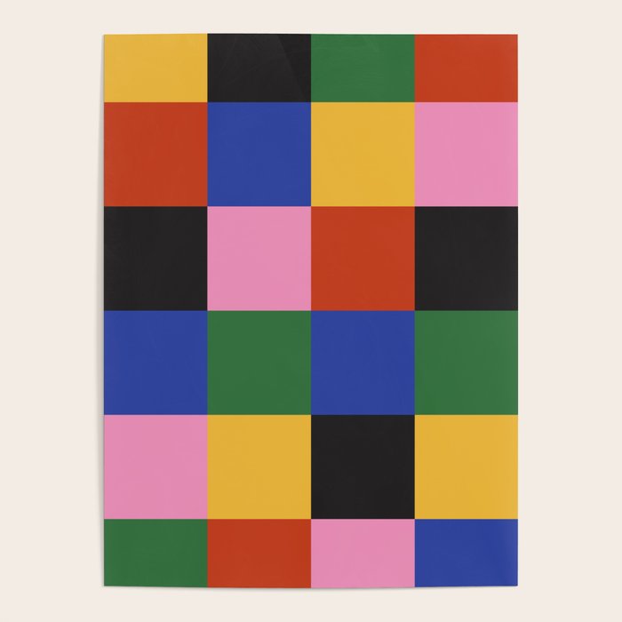 Bold Colorful Checks Pattern - Large XVII Poster Gallery Image 1