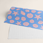 Retro Coastal Shells on Blue Wrapping Paper Gallery Image 2
