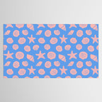 Retro Coastal Shells on Blue Tablecloth Gallery Image 2
