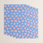 Retro Coastal Shells on Blue Wrapping Paper Gallery Image 3
