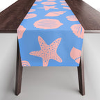 Retro Coastal Shells on Blue Table Runner Gallery Image 1