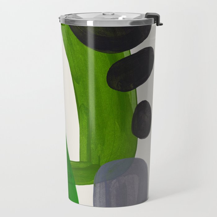 Minimalist Modern Mid Century Colorful Abstract Shapes Olive Green Retro Funky Shapes 60's Vintage Travel Mug Gallery Image 2