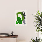Minimalist Modern Mid Century Colorful Abstract Shapes Olive Green Retro Funky Shapes 60's Vintage Poster Gallery Image 2