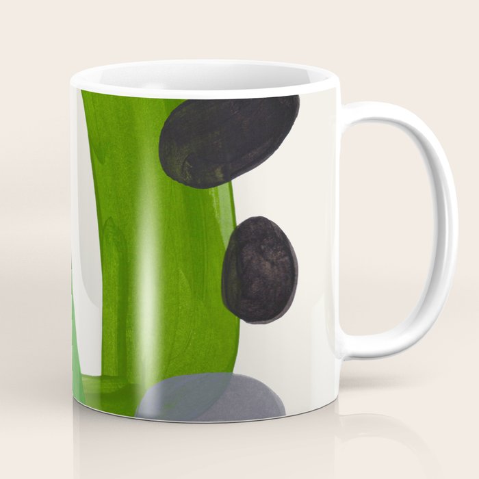 Minimalist Modern Mid Century Colorful Abstract Shapes Olive Green Retro Funky Shapes 60's Vintage Coffee Mug Gallery Image 1