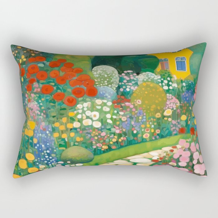 Klimt Garden Floral Landscape Rectangular Pillow Gallery Image 1