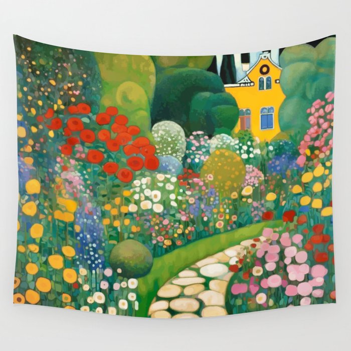 Klimt Garden Floral Landscape Wall Tapestry Gallery Image 1