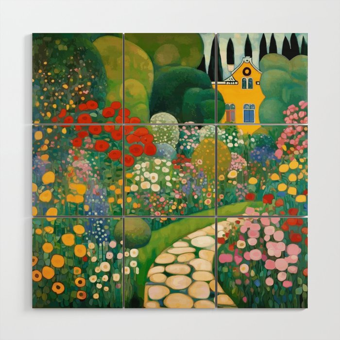 Klimt Garden Floral Landscape Wood Wall Art Gallery Image 1