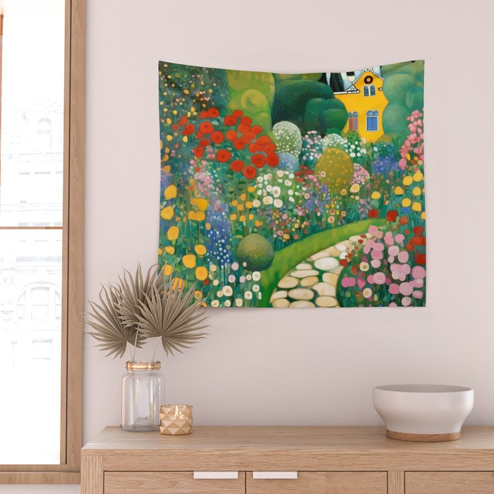 Klimt Garden Floral Landscape Wall Tapestry Gallery Image 2
