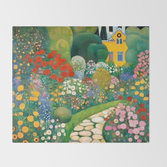 Klimt Garden Floral Landscape Throw Blanket Gallery Image 2