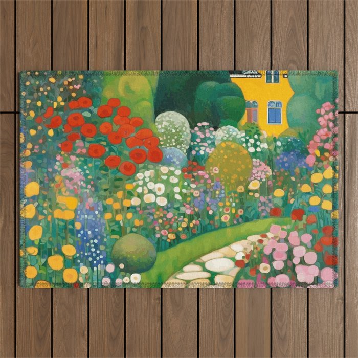Klimt Garden Floral Landscape Outdoor Rug Gallery Image 1