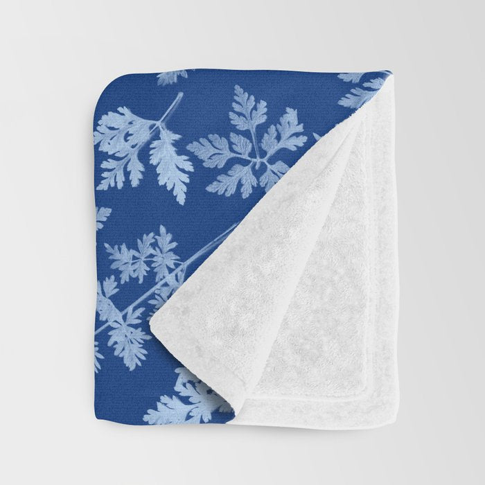 Herbal Blue Cynotype 01 Throw Blanket Gallery Image 3