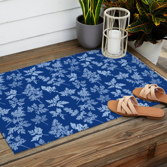 Herbal Blue Cynotype 01 Outdoor Rug Gallery Image 2